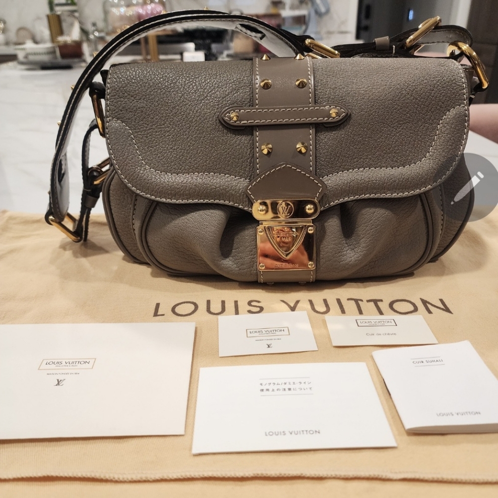 Louis Vuitton Gray Leather Women's Bag Genuine